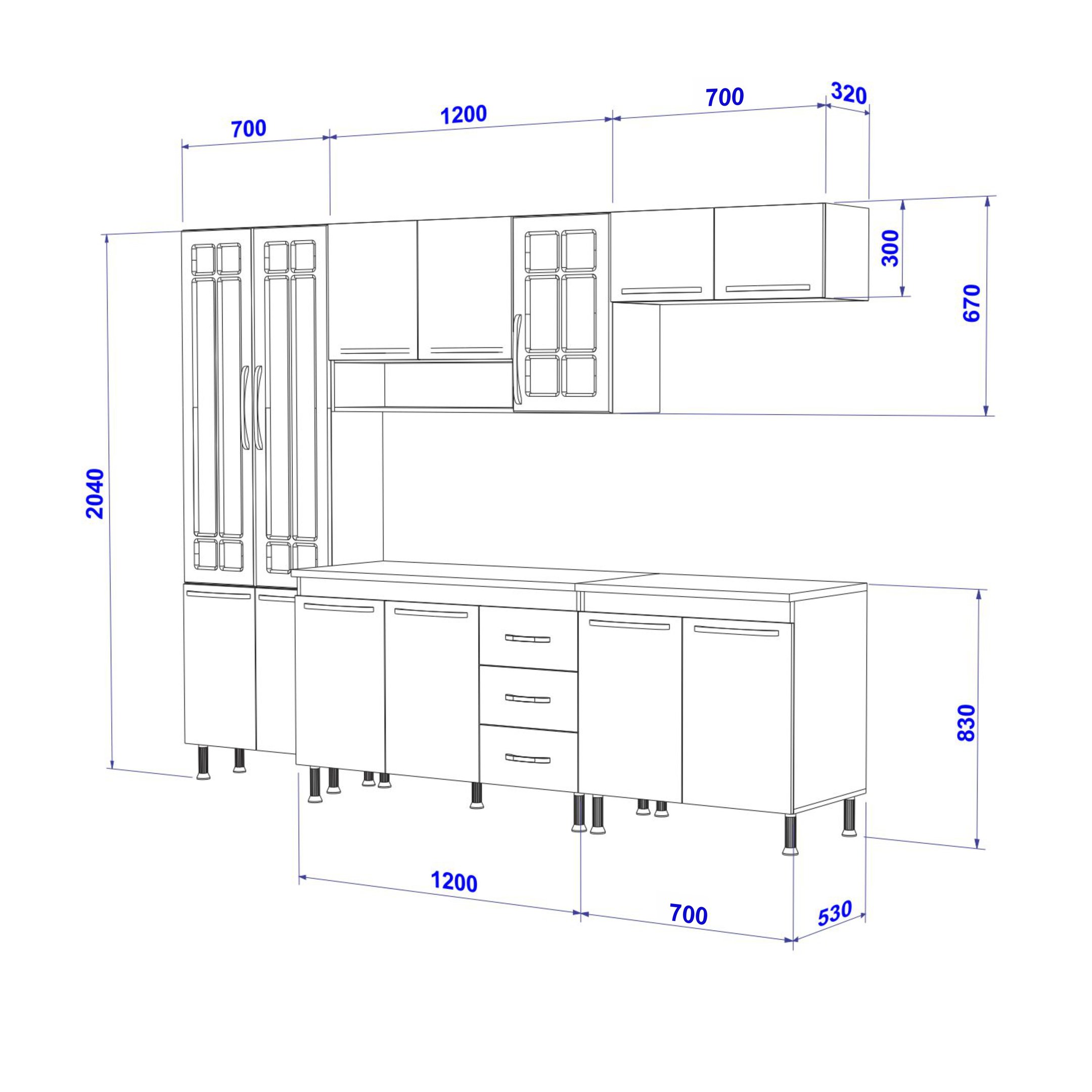 COZINHA COMPLETA PREDILLETA GABRIELI MODULADA 5 PEÇAS 260 CM 13 PORTAS 3 GAVETAS COM TAMPO NOGAL SAL - 4