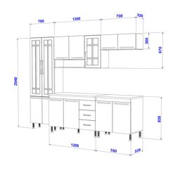 COZINHA COMPLETA PREDILLETA GABRIELI MODULADA 5 PEÇAS 260 CM 13 PORTAS 3 GAVETAS COM TAMPO NOGAL SAL - 4