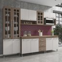 Ver imagem 1 de COZINHA COMPLETA PREDILLETA GABRIELI MODULADA 5 PEÇAS 260 CM 13 PORTAS 3 GAVETAS COM TAMPO NOGAL SAL
