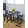 Mesa Jantar Prime Compacta de Madeira 4 Cadeiras Preta BF Decor - 6