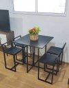 Ver imagem 6 de Mesa Jantar Prime Compacta de Madeira 4 Cadeiras Preta BF Decor