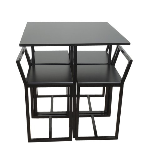 Mesa Jantar Prime Compacta de Madeira 4 Cadeiras Preta BF Decor