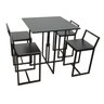 Mesa Jantar Prime Compacta de Madeira 4 Cadeiras Preta BF Decor - 2