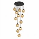 Ver imagem 3 de Pendente Moderno Glass 60cm 12 Vidros Âmbar 20cm C Lâmp. LED