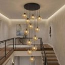 Ver imagem 2 de Pendente Moderno Glass 60cm 12 Vidros Âmbar 20cm C Lâmp. LED