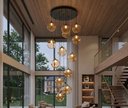 Ver imagem 1 de Pendente Moderno Glass 60cm 12 Vidros Âmbar 20cm C Lâmp. LED