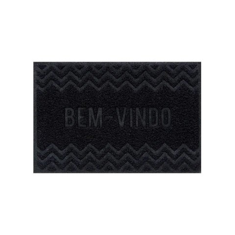 Capacho de Porta Pvc Antiderrapante 60x40cm - Zig Zag Preto