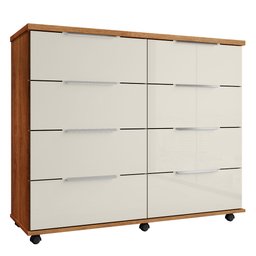 Cômoda para Quarto 8 Gavetas com Rodízios Athenas Cedro Areia - Saga Decor - 1