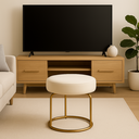 Ver imagem 3 de Puff Decor Veludo Dourado Redondo Puff Sala Quarto Penteadeira