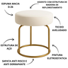 Puff Decor Veludo Dourado Redondo Puff Sala Quarto Penteadeira - 8