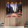 Quadro Decorativo Tela Canvas Urbanismo Av Paulista com Moldura Dourada - 100x70 Cm - 2