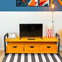 Ver imagem 1 de Rack de TV de Madeira Pinus Linea com 3 Gavetas Carvalho e Preto