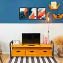 Ver imagem 5 de Rack de TV de Madeira Pinus Linea com 3 Gavetas Carvalho e Preto