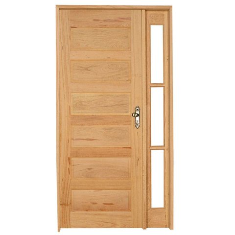 Kit Porta de Madeira Vitrô Esquerda 213CMX110CMX12CM PE28 Esel Marrom