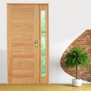 Ver imagem 3 de Kit Porta de Madeira Vitrô Esquerda 213CMX110CMX12CM PE28 Esel Marrom