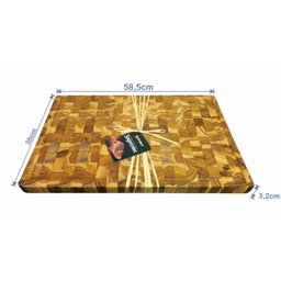 Tabua Carne Churrasco / Prancha Corte Teca 58,5cm X 38cm - 5