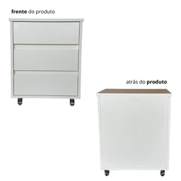 Mesa de Cabeceira para Apoio com 3 Gavetas Decorativo Rodizio em Gel de Chão 40x45x30cm - 4