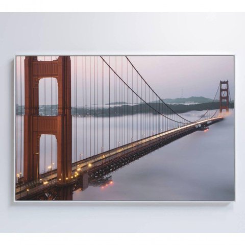Quadro Ponte Golden Gate Neblina 60x40 Cm Vidro Impresso