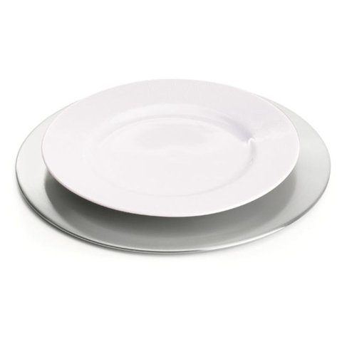 Sousplat E Prato 2 Peças 34 Cm Alta Qualidade Aço Inox