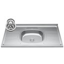 Ver mais imagens de Armário Aéreo Indiana e Balcão Gabinete 100cm com Pia Inox Luziania Branco/Preto - Lumil Lumil Móvei