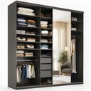 Ver imagem 1 de Closet Casal 1 Porta de Correr com Espelho 3 Gavetas 208cm Mdf Sonni R02 Preto - Lyam Decor