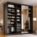 Ver imagem 2 de Closet Casal 1 Porta de Correr com Espelho 3 Gavetas 208cm Mdf Sonni R02 Preto - Lyam Decor