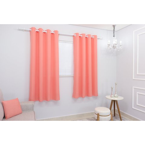 Cortina Oxford Quarto Infantil/bebê 300x180 Para Janela:Salmão