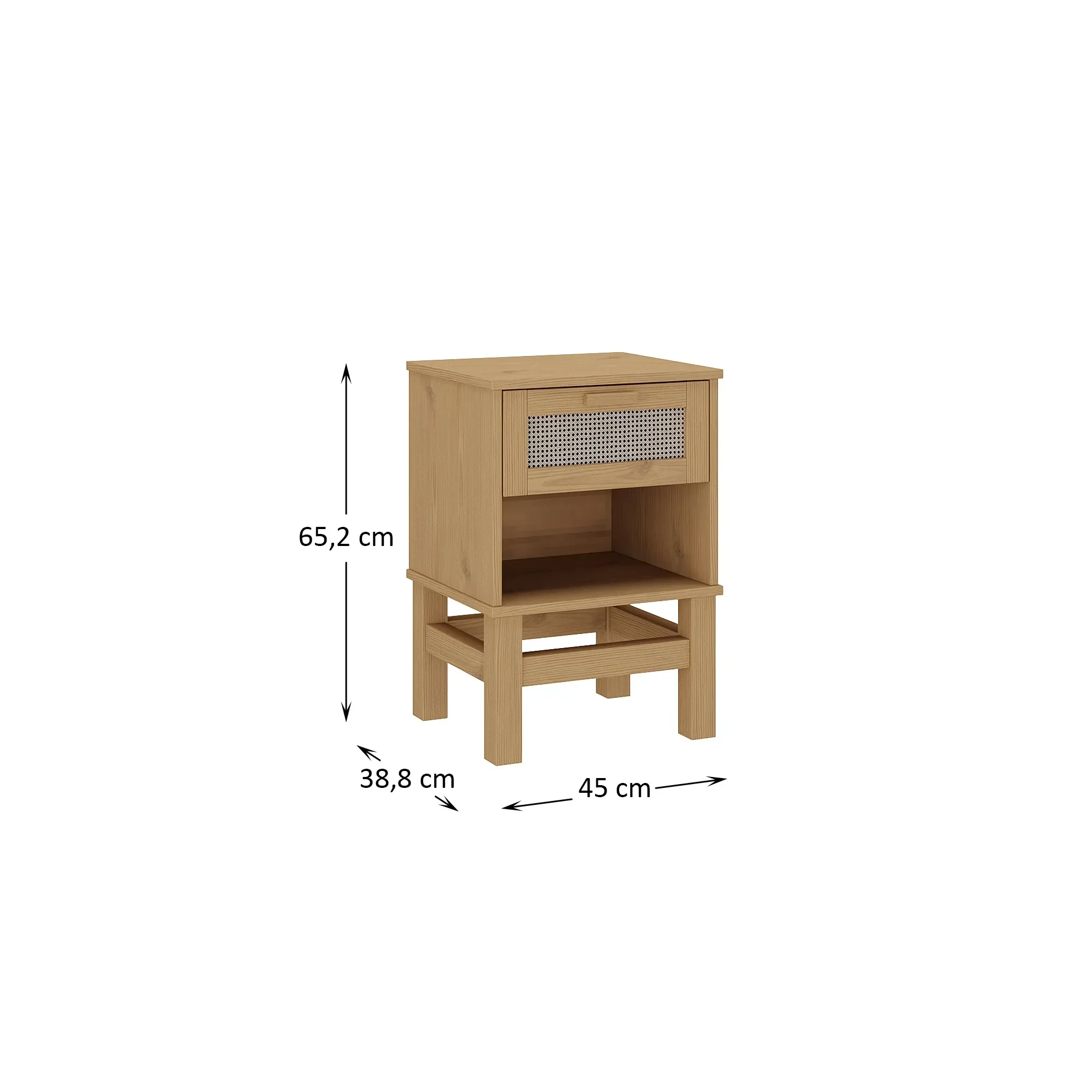 Mesa de Cabeceira Rattan com Gaveta e Nicho - 5