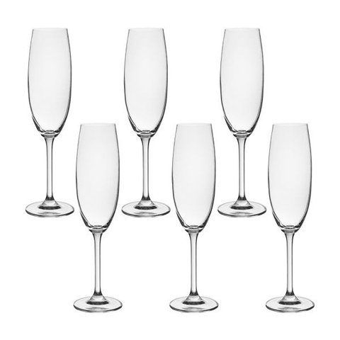 Jogo 6 Taças de Champanhe Gastro 220ml Cristal Eco. Bohemia