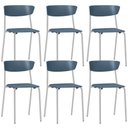 Ver imagem 1 de Kit 06 Cadeiras Empilhável Fixa Atom F02 Base Aço Cinza Azul - Lyam Decor