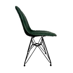 Kit 2 Cadeiras Jantar Estofadas Verde Eiffel Eames Base Ferro Preto - 3 Kit 2 Cadeiras Jantar Estofadas Verde Eiffel Eames Base Ferro Preto - 3