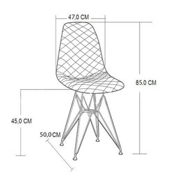 Kit 2 Cadeiras Jantar Estofadas Verde Eiffel Eames Base Ferro Preto - 6 Kit 2 Cadeiras Jantar Estofadas Verde Eiffel Eames Base Ferro Preto - 6