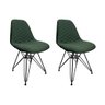 Kit 2 Cadeiras Jantar Estofadas Verde Eiffel Eames Base Ferro Preto - 1