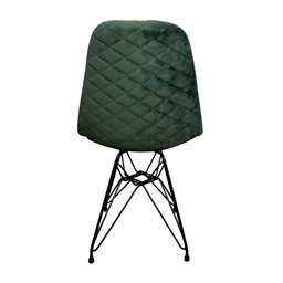 Kit 2 Cadeiras Jantar Estofadas Verde Eiffel Eames Base Ferro Preto - 5 Kit 2 Cadeiras Jantar Estofadas Verde Eiffel Eames Base Ferro Preto - 5