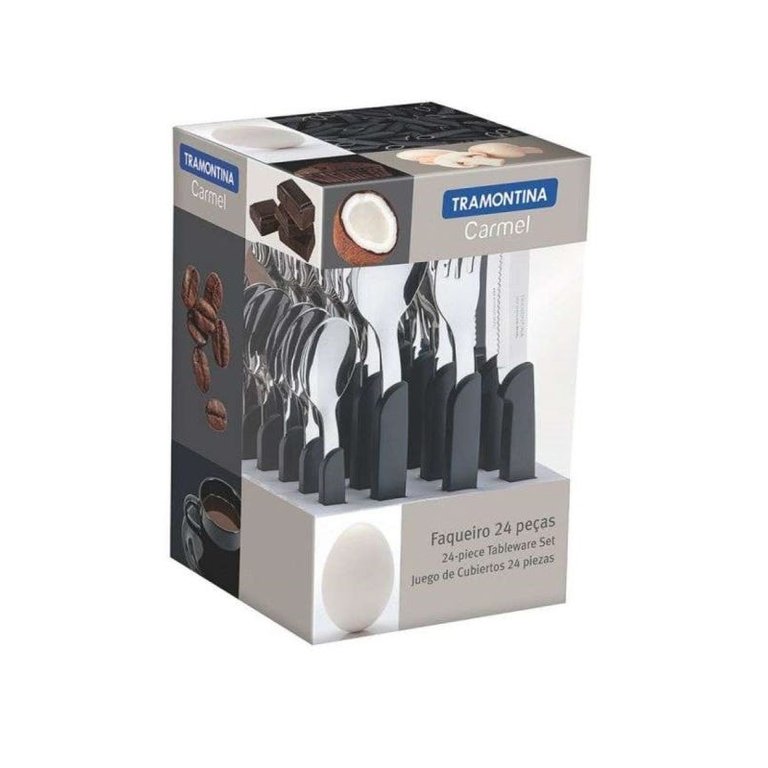 Faqueiro Inox 24 Peças Preto Carmel - Tramontina - 23499/021