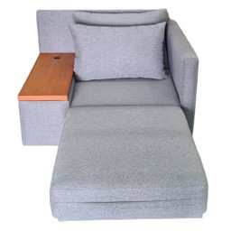Poltrona | Cama com Tampo Lateral de Madeira com Usb Lado Esquerdo | Linho Deva 05 - 2