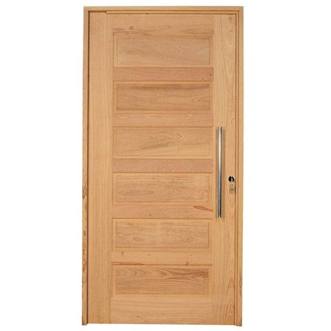 Kit Porta de Madeira Pivotante Frisada 214cmx97cmx12cm Pe28 Esel Abertura Esquerda