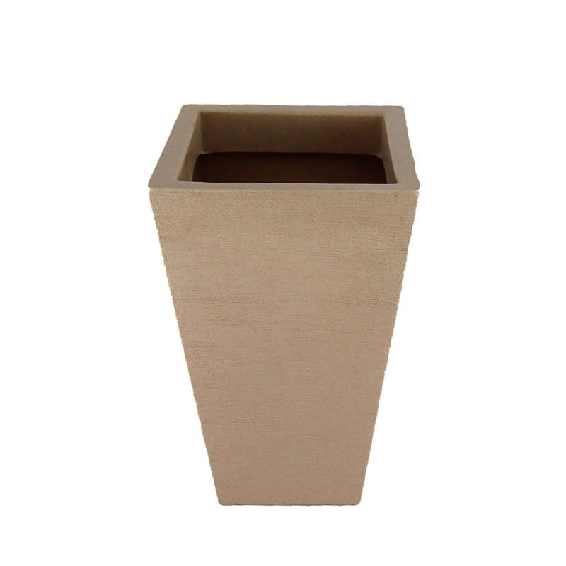 Vaso Plastico Coluna Quadrada 32x21x54 Bege - 2
