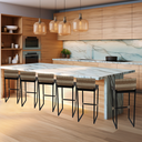 Ver imagem 6 de Kit 6 Banquetas Quadrada Junco Cappuccino para Balcão Ilha Cozinha Área Gourmet Bancada Piscina Bar