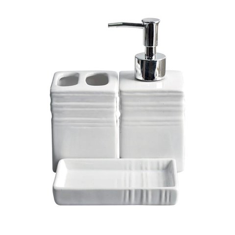 Kit Porta Sabonete Liquido Saboneteira 3 Pecas Banheiro
