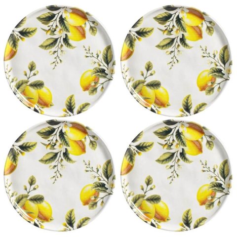 Kit 4 Pratos de Sobremesa Bio Limonata 21,5cm Porto Brasil Cerâmica Servir Torta