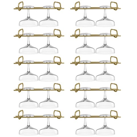 Kit 10 Organizadores Suspensos Para Taças 25cm Suportes Porta Taças Retos Dourado