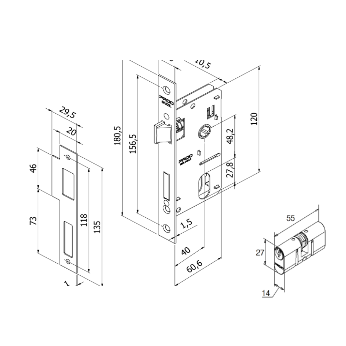 Fechadura Porta Externa Zm Concept 408 Broca 40mm Escovado Pado - 3