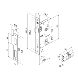 Fechadura Porta Externa Zm Concept 408 Broca 40mm Escovado Pado - 3