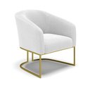 Ver imagem 1 de Poltrona Stella Bouclê Off White Base Metálica Industrial Dourado - D'Rossi