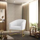 Ver imagem 2 de Poltrona Stella Bouclê Off White Base Metálica Industrial Dourado - D'Rossi