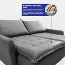 Ver imagem 2 de Sofá sem Caixa Retrátil 1,60m Softgel Luna Velusoft Cinza Cama Inbox