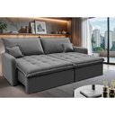 Ver imagem 1 de Sofá sem Caixa Retrátil 1,60m Softgel Luna Velusoft Cinza Cama Inbox