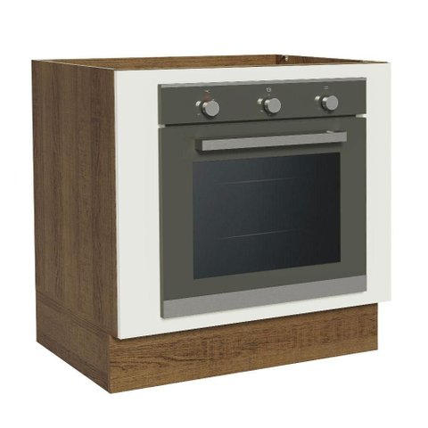 Balcão para Forno de Embutir 80 X 60 Cm sem Tampo Rustic/branco Agata, Glamy, Stella Madesa