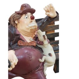 Enfeite de mesa palhaço no banco da praça - 2